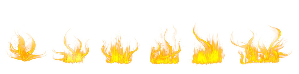 Row of bright orange and yellow flames against a black background