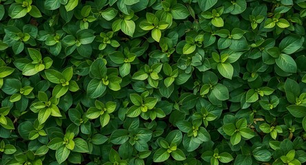 Obraz premium Lush Green Foliage. A Dense Carpet of Vibrant Green Leaves, Perfect for Backgrounds.