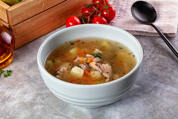 Chicken homemade soup with potato