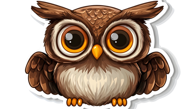 Owl portrait sticker owl head mascot logo illustration isolated on transparent background