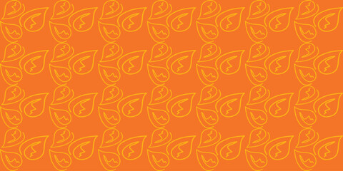 Seamless pattern of leaves on orange background. Vector illustration. autumn background.