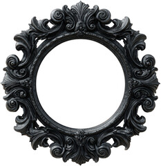 Elegant black ornate frame with intricate detailing, perfect for decoration.