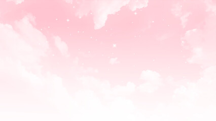 Pink sky with white clouds. valentine's day sweet dream background love and happiness