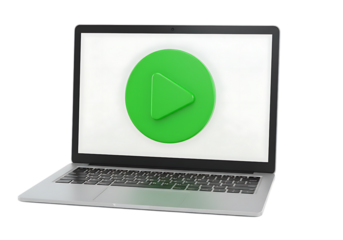 Laptop with green screen isolated on white background technology concept