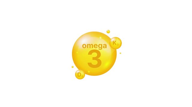 Omega 3, Vitamin D3 & K2 Animation 4K &ndash; Nutritional Concept Video