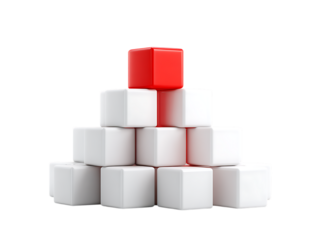 Colorful Building Blocks Stacked in a Pyramid Formation on White Background