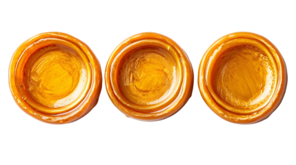 Three elegant golden wax seals ideal for vintage documents invitations certificates isolated on transparent background