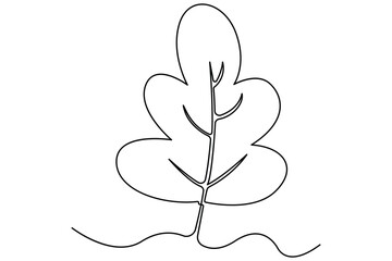 Leaf symbol continuous one line drawing vector minimalist outline art illustration on white background
