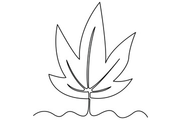 Leaf symbol continuous one line drawing vector minimalist outline art illustration on white background
