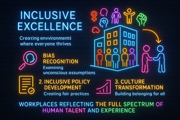 Neon Inclusive Workplace and Diversity Equity Inclusion Infographic for HR and Corporate Training