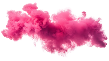 Vivid pink smoke cloud isolated on transparent background