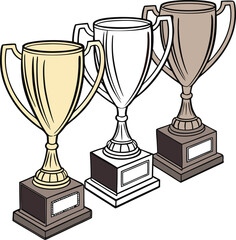 Set of three trophy cups png