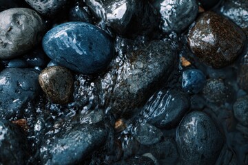 glossy wet stones abstract concept of geology texture and natural harmony