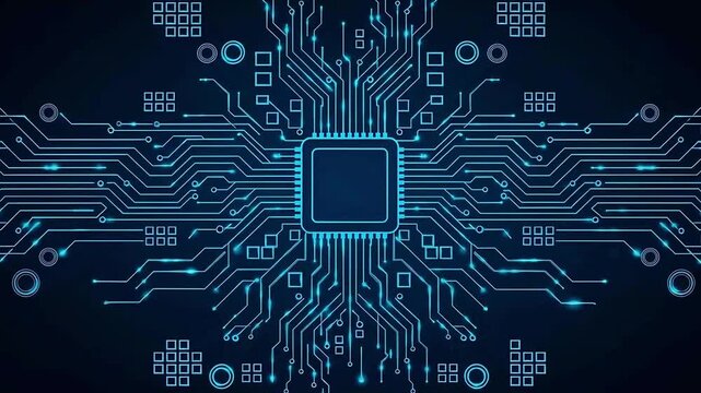Technology chip Digital Circuitry A Visual Representation of Modern Computing Showcasing the intricate and complex world of computer chips and high-tech hd video