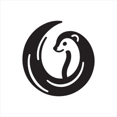Fototapeta premium Abstract Meerkat Design A Curving Minimalist Representation in Black and White.
