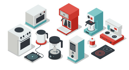 Obraz premium Modern isometric kitchen appliances collection for minimalist designs