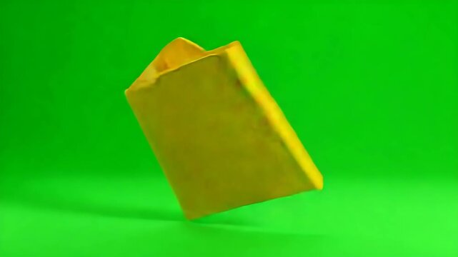 3D rendered, bright yellow document icon against a solid green background.
