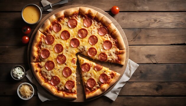 national cheese pizza day delicious pepperoni with slice on wooden table