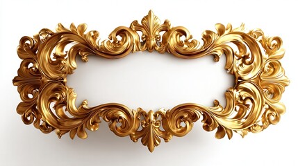 Elegant gold decorative frame with intricate floral designs, perfect for showcasing art, photography, or invitations, It enhances any display with sophistication and opulence,