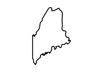 Geographic boundary outline of the US state of Maine. Simple vector map illustration isolated on a white background for design