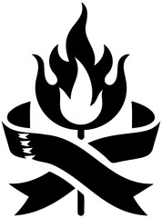 Symbol of knowledge and progress, torch with ribbon, representing education and inspiration