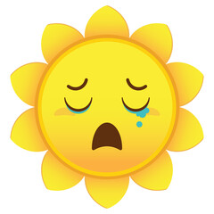 sun crying face cartoon cute