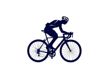 Fototapeta premium Dynamic cyclist in silhouette races forward, embodying speed, endurance, and athletic achievement.