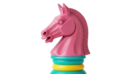Isolated Pink Chess Knight Piece
