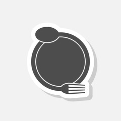 Fork and spoon restaurant icon sticker isolated on gray background