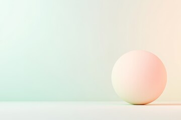 Fototapeta premium A smooth sphere rests on a flat surface, reflecting a subtle gradient of pastel colors against a softly blurred background, creating tranquility