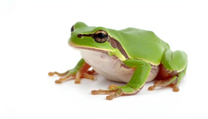 Obraz premium Close-up macro a tree frog isolated on a white background