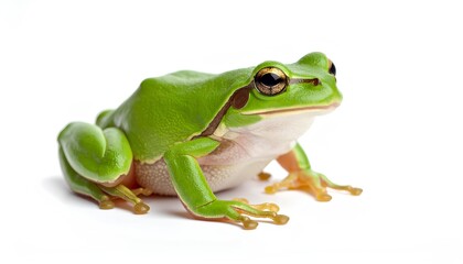 Obraz premium Close-up macro a tree frog isolated on a white background
