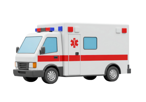 Isolated ambulance car medical transport emergency health vehicle hospital assistance paramedic