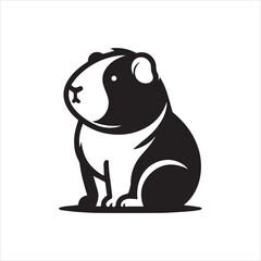 Simple Black and White Guinea Pig Logo Design Sitting Upright Cute and Playful.