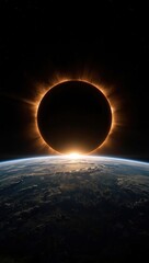 Obraz premium A breathtaking celestial display, showcasing a solar eclipse from a unique vantage point above Earth.
