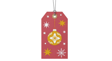 Isolated Christmas Gift Tag with Ornament