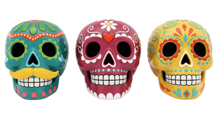 Isolated Three Sugar Skulls