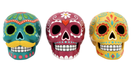 Isolated Three Sugar Skulls