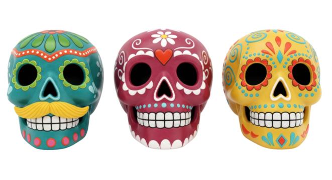 Isolated Three Sugar Skulls