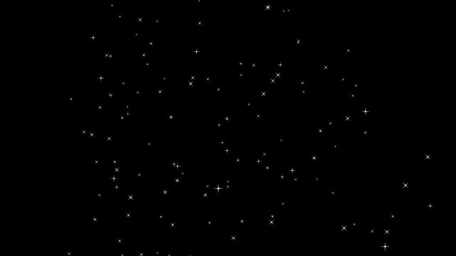 Beautiful starry night sky animation with glowing stars and galaxy particles. Seamless loop deep space background showing Milky Way, constellations, and cosmic starlight. Perfect for science, astronom