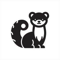 Fototapeta premium Stylized Black and White Animal Illustration with Distinctive Tail and Features.