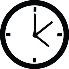 Simple round clock face icon timekeeping analog mechanism black and white graphic element for digital interfaces and print projects