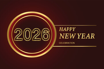 Elegant golden 2026 New Year celebration design on dark background with modern typography, luxury festive style perfect for holiday greetings and party invitations.