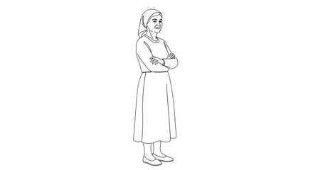 Isolated Woman in Traditional Dress