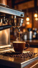 Coffee brewing process in cafe