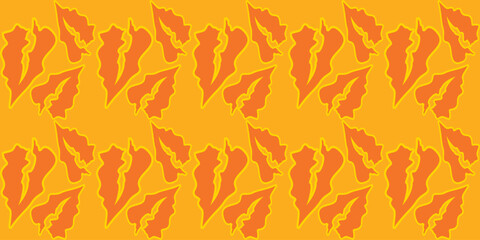 Seamless pattern with autumn leaves. Vector illustration in orange colors.