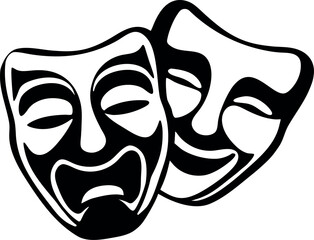 Theatre mask vector icon set