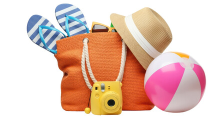 Isolated Beach Bag with Summer Accessories