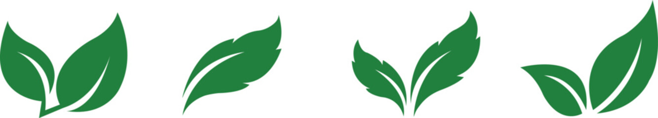 Leaf icon set.Leaf sprout icon vector, green leaves plant eco logo symbol simple graphic illustration, vegan fresh herb pictogram shape sign, organic natural healthy logotype.