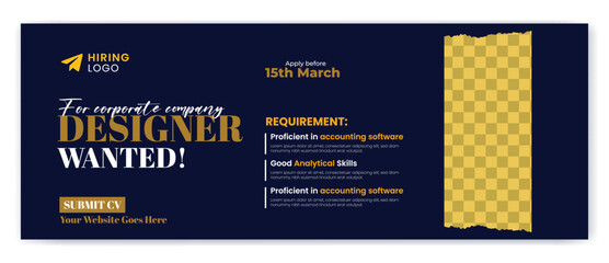 We are hiring recruitment open job vacancy design vector Facebook cover and banner template